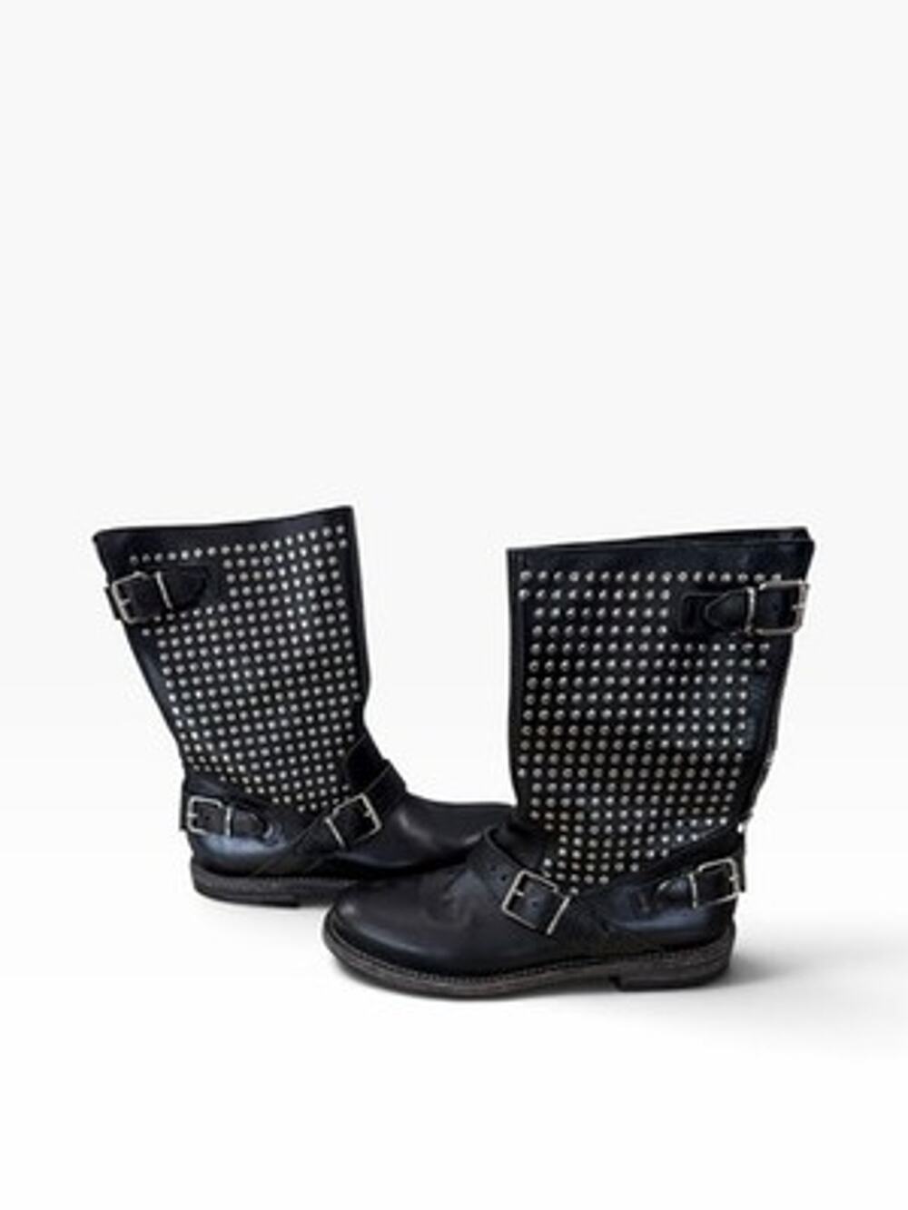Burberry Studded Leather Biker Engineer Moto Boots Black EU 39 US 8.5 9